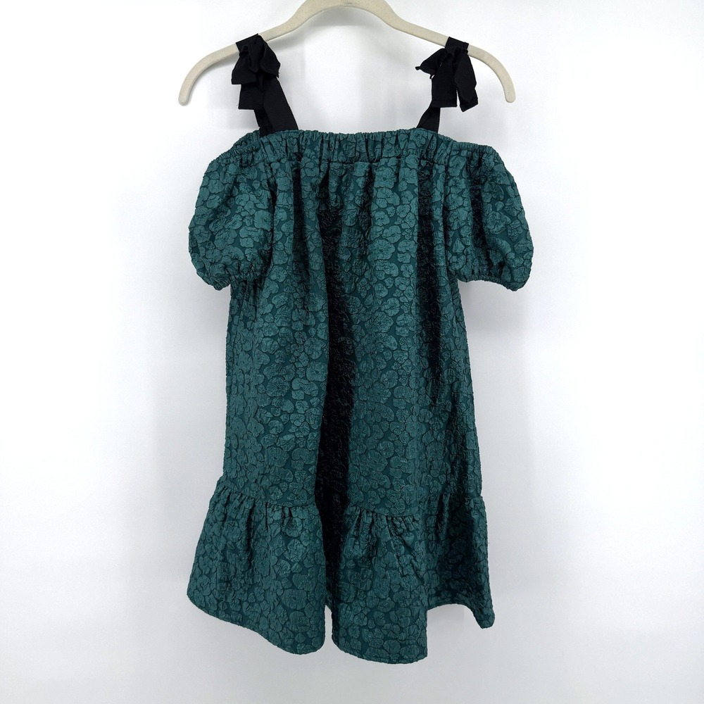 GB Girls Dress Jacquard Cold Shoulder Large Green Girls Holiday‎ Party Floral